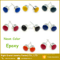 Customized Surgical Steel Neon Color Epoxy Coated Piercing Earring Studs